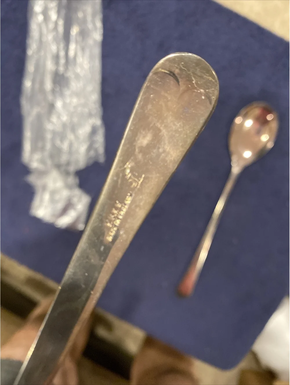EPNS England Silverware Salad Fork And Spoon Fiddle Rat Tail~ Back Side